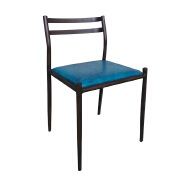 Industrial Retro Rustic Vintage Hotel PU/Linen Fabric Upholstered Seat and Metal Frame Dining Chair